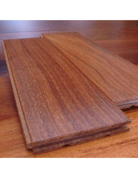 Parquet massif Cumaru rouge verni 15x120