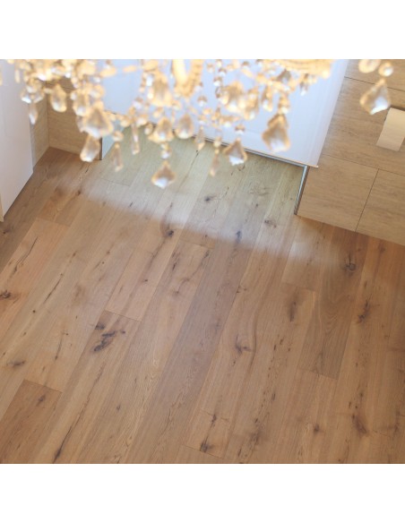 Parquet Contrecollé Chêne Rustique Brossé Verni Mat