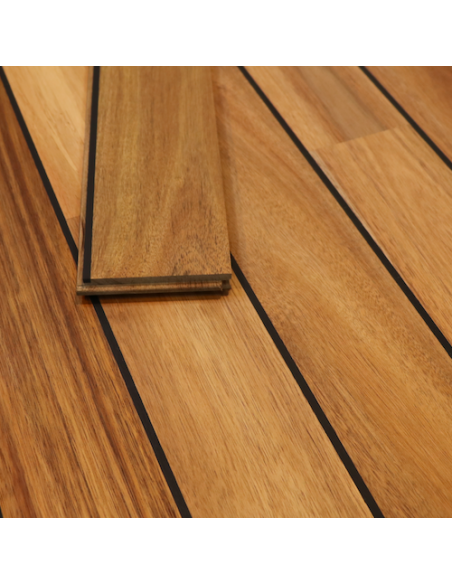 Parquet massif Huilé Acacia joint pont de bateau Navy noir 90