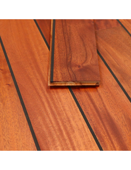 Parquet massif Huilé Acajou joint pont de bateau Navy noir 90