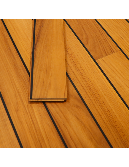 Parquet massif Teck joint pont de bateau Navy noir 90
