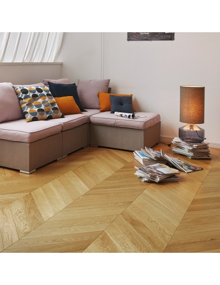 Parquet Point de Hongrie 14mm Chêne classic verni satiné