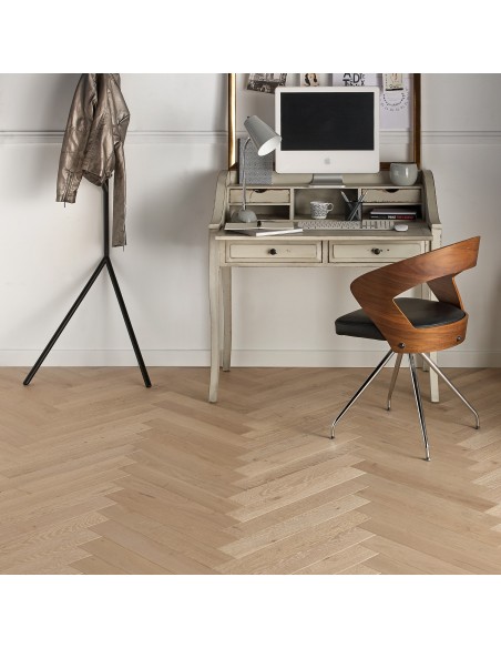Parquet Bâton rompu 90 - 12mm Chêne authentique huilé tufeau